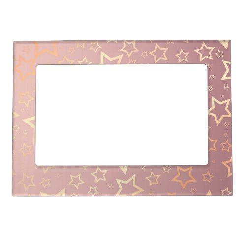 Opulent golden stars on pink pattern magnetic frame