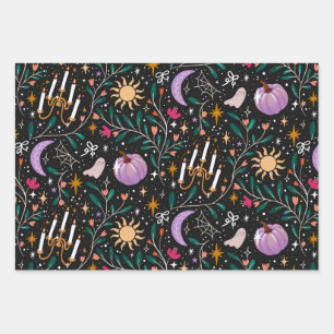 Opulent Halloween Cute Whimsical Spooky Girly Wrapping Paper Sheets