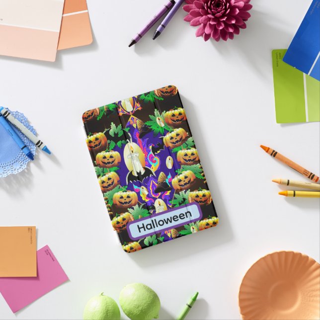 Opulent Halloween Spooky Pumpkins and Pattern  iPad Mini Cover (In Situ)