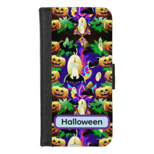 Opulent Halloween Spooky Pumpkins and Pattern iPhone 8/7 Wallet Case