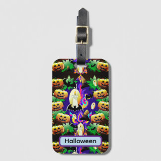 Opulent Halloween Spooky Pumpkins and Pattern Luggage Tag