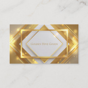 Opulent Metallic Gold Geometric Diamond Luxury Business Card