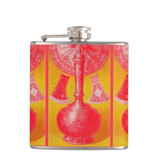 opulent mid-Victorian print decanters and... Hip Flask (Front)