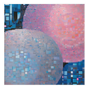 Opulent Ovals: Shades of Blue & Pink in Abstract Acrylic Print