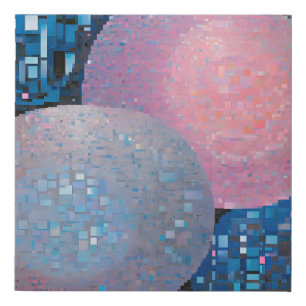 Opulent Ovals: Shades of Blue & Pink in Abstract Faux Canvas Print