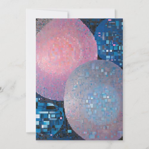 Opulent Ovals Shades of Blue  Pink in Abstract Holiday Card