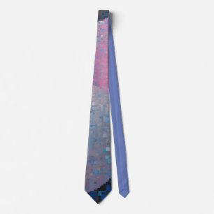Opulent Ovals: Shades of Blue & Pink in Abstract Neck Tie