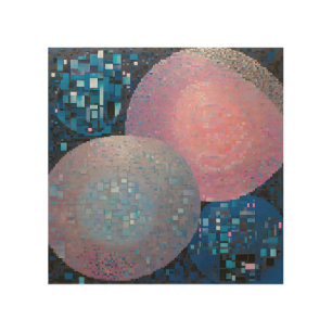 Opulent Ovals: Shades of Blue & Pink in Abstract Wood Wall Art