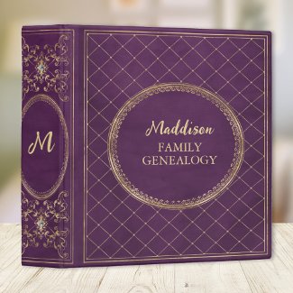 Opulent Purple and Gold Gilded Family Genealogy 