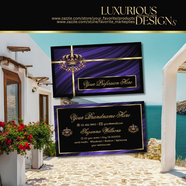 Opulent Royal Blue Gold Crown Sumptuous and Noble Business Card (Creator Uploaded)