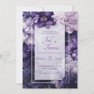 Opulent Royal Purple Violet Peony Floral Wedding Invitation