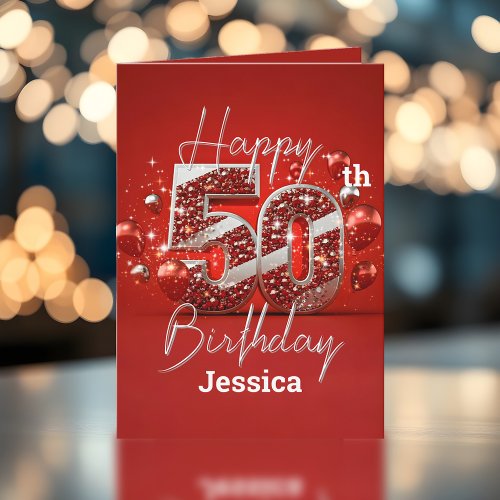 Opulent Shimmering Red and Silver 50th Birthday