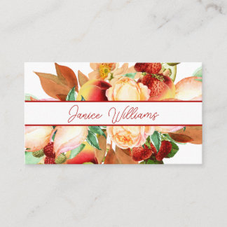 Opulent Strawberries and Flowers Business Card