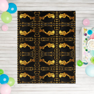 Opulent Swirl Full Gold Black Monochrome Achempong Outdoor Rug