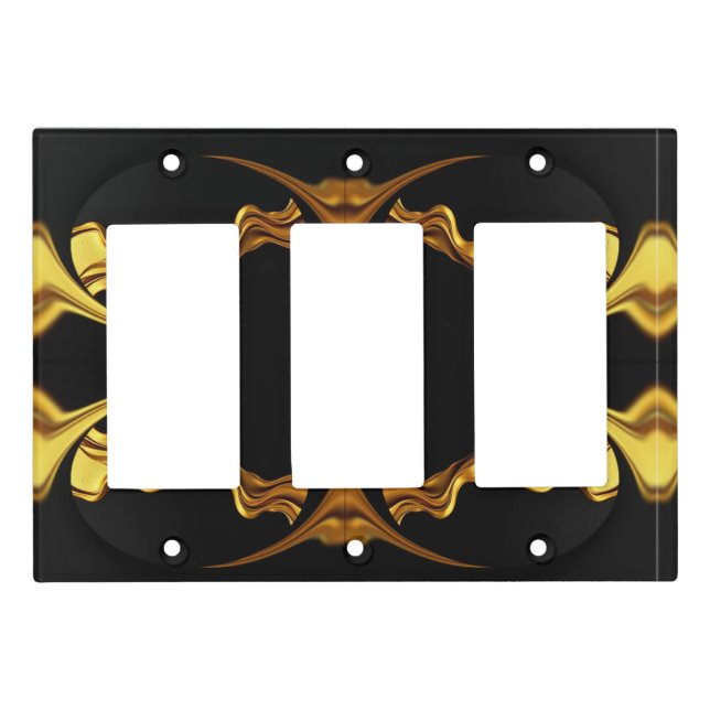 Opulent Swirl Full Liquid Gold Black Achempong Des Light Switch Cover (Front)