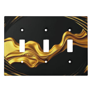 Opulent Swirl Full Liquid Gold Black Designer Ache Light Switch Cover