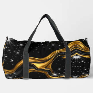 Opulent Swirl Full Liquid Gold Black Monochrome Ch Duffle Bag