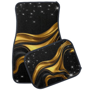Opulent Swirl Liquid Gold Black Auto Floor Liners Car Floor Mat
