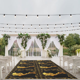 Opulent Swirl Liquid Gold Black Christian Outdoor Rug
