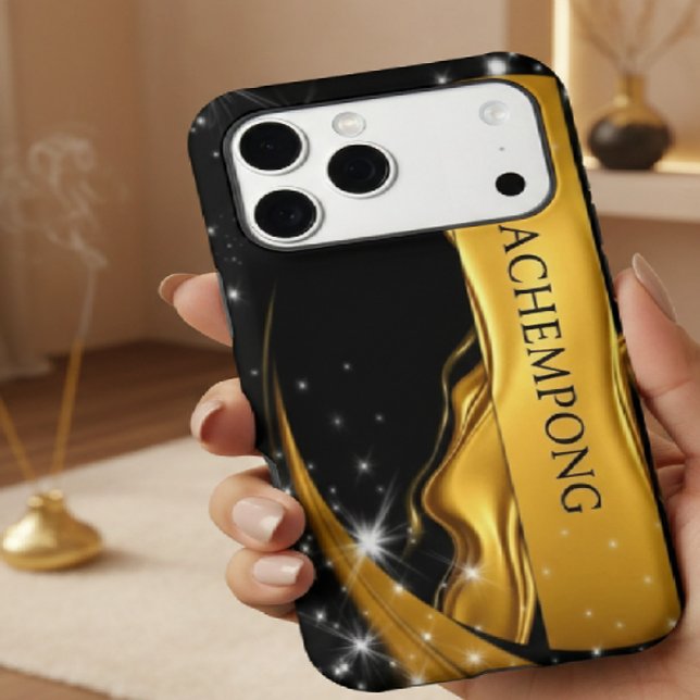 Opulent Swirl Liquid Gold Black Gilded Cosmos Ache Case-Mate iPhone Case (The ultimate in brand consistency: A custom Achempong phone case paired with matching wall art. )