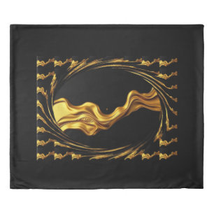 Opulent Swirl Liquid Gold Black Monochro Christian Duvet Cover