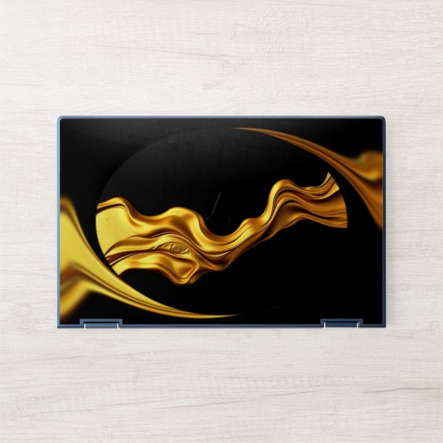 Opulent Swirl Liquid Gold Black Monochro Christian HP Laptop Skin (Front)