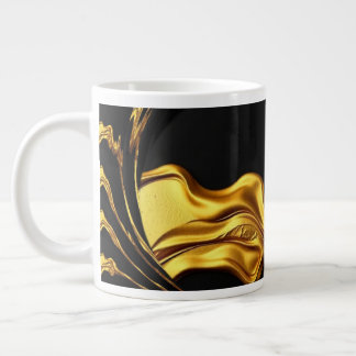 Opulent Swirl Liquid Gold Black Monochrom Designer Giant Coffee Mug