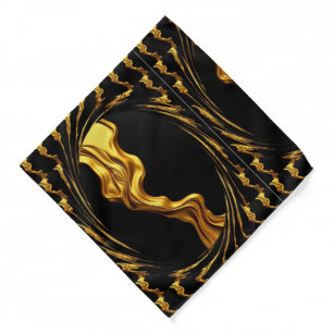 Opulent Swirl Liquid Gold Black Monochrome Achempo Bandana