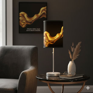 Opulent Swirl Liquid Gold Black Monochrome Art  Canvas Print