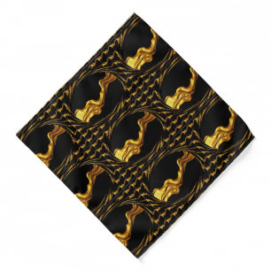 Opulent Swirl Liquid Gold Black Monochrome Christi Bandana