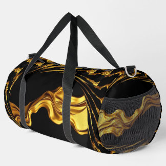 Opulent Swirl Liquid Gold Black Monochrome Christi Duffle Bag