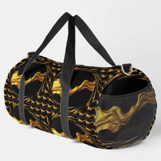 Opulent Swirl Liquid Gold Black Monochrome Christi Duffle Bag