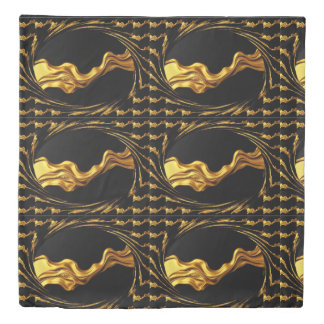 Opulent Swirl Liquid Gold Black Monochrome Christi Duvet Cover