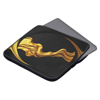 Opulent Swirl Liquid Gold Black Monochrome Christi Laptop Sleeve
