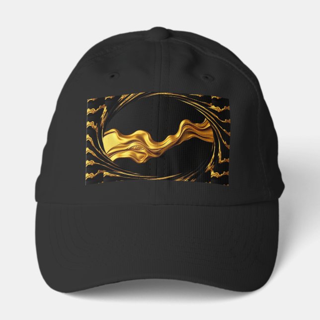 Opulent Swirl Liquid Gold Black Monochrome Christi Performance Cap (Front)