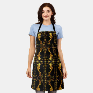 Opulent Swirl Liquid Gold Black Monochrome Designe Apron