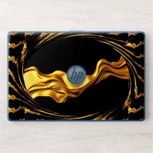 Opulent Swirl Liquid Gold Black Monochrome  HP Laptop Skin