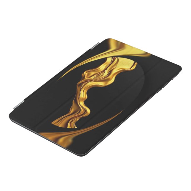 Opulent Swirl Liquid Gold Black Monochrome iPad Mini Cover (Side)