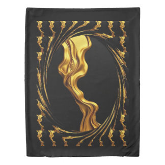 Opulent Swirl Liquid Gold Monochrome Achempong     Duvet Cover
