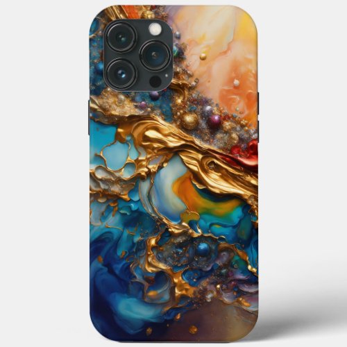 Opulent Symphony A Vivid Abstract Masterpiece in  iPhone 13 Pro Max Case
