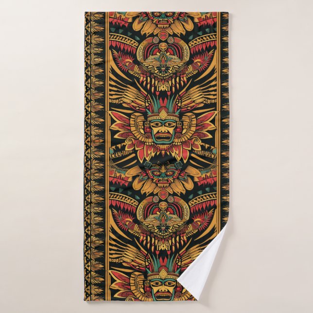 Opulent Turquoise "Aztec Dream" Plush Bath Towel (Bath Towel)