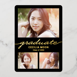 Opulent Type Foil Graduation Photo Invitation