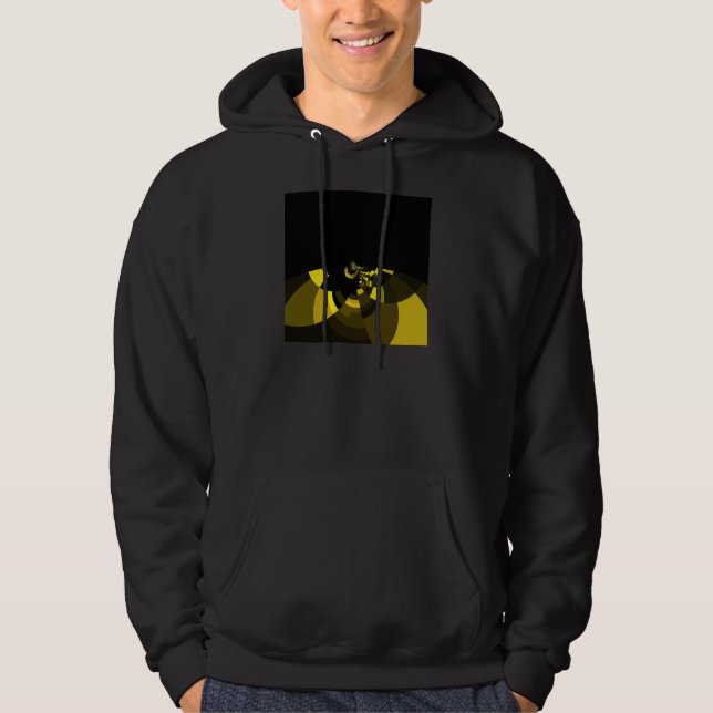 Opulent Vector Motif Jet Black and Gold Art Print  Hoodie (Front)