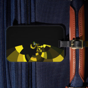 Opulent Vector Motif Jet Black and Gold Art Print Luggage Tag