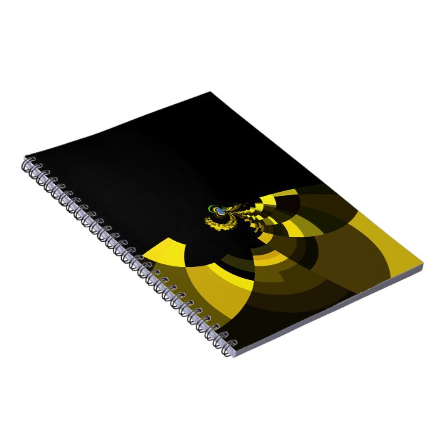 Opulent Vector Motif Jet Black and Gold Art Print  Notebook (Right Side)