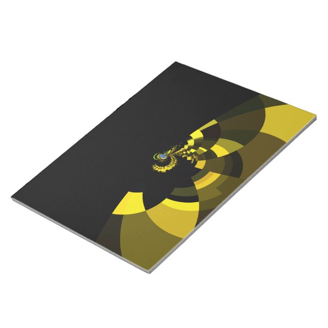 Opulent Vector Motif Jet Black and Gold Art Print  Notepad (Angled)