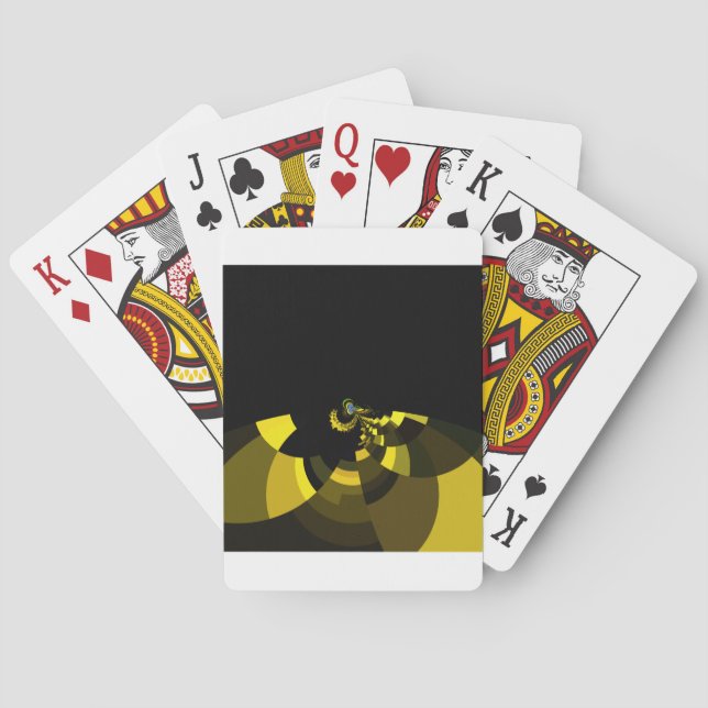 Opulent Vector Motif Jet Black and Gold Art Print  Poker Cards (Back)