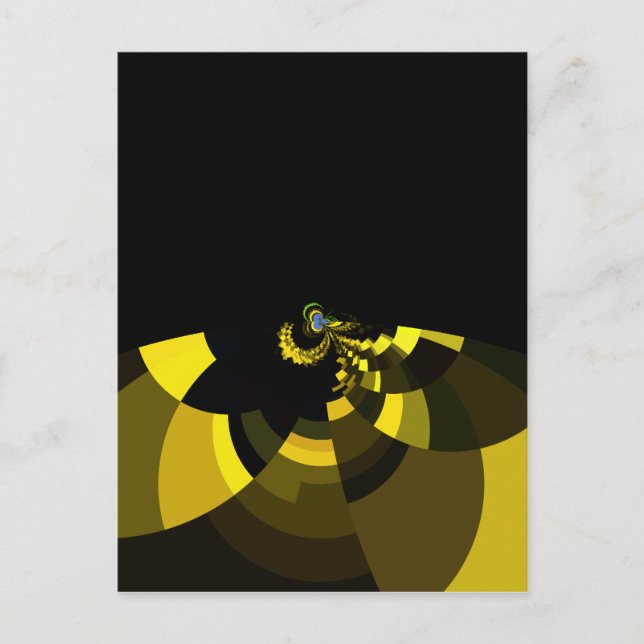 Opulent Vector Motif Jet Black and Gold Art Print  Postcard (Front)