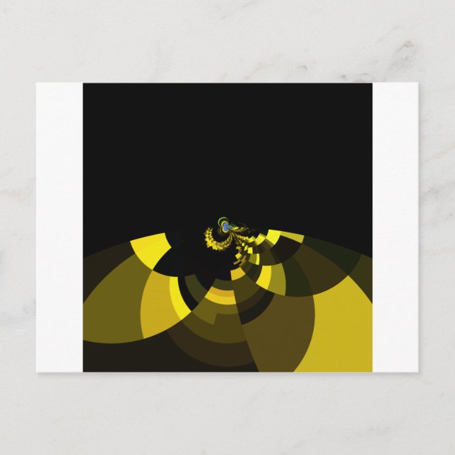 Opulent Vector Motif Jet Black and Gold Art Print  Postcard (Front)