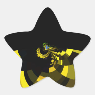 Opulent Vector Motif Jet Black and Gold Art Print Star Sticker